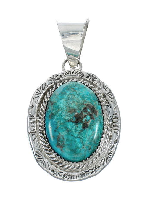 Native American Navajo Turquoise Sterling Silver Pendant Bead Necklace X10697